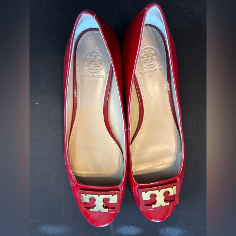 Tory Burch Red Shoes with Gold Accents